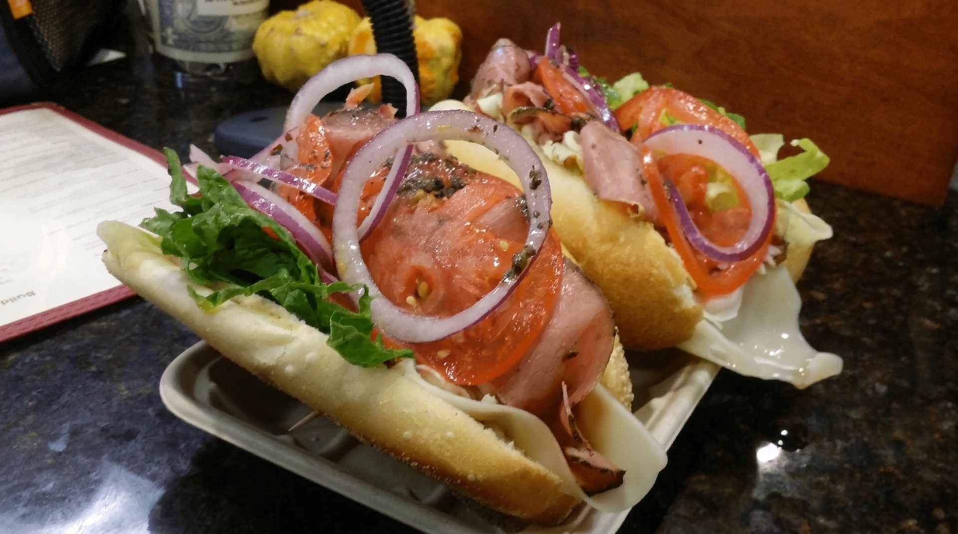 Sandwiches, bagels, and coffee